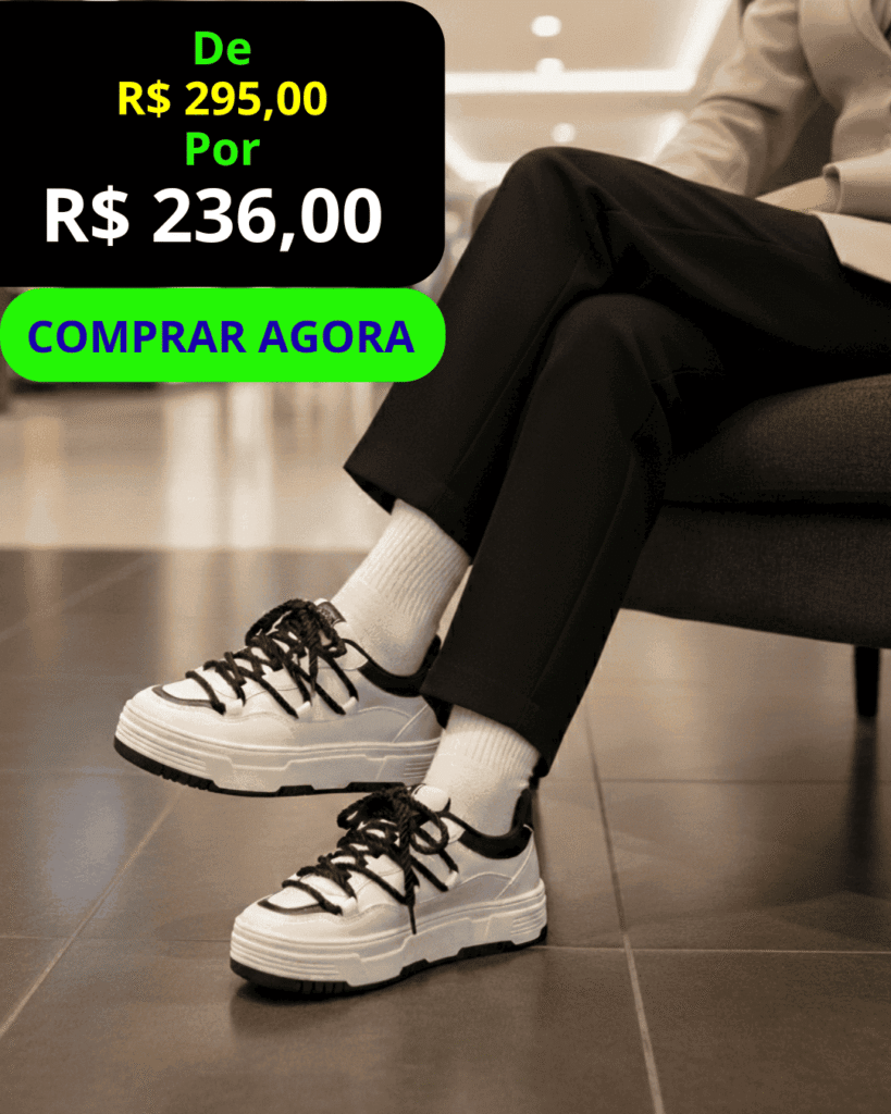 Tênis Feminino Casual Viena - Vista Frontal, com botão verde Comprar Agora.