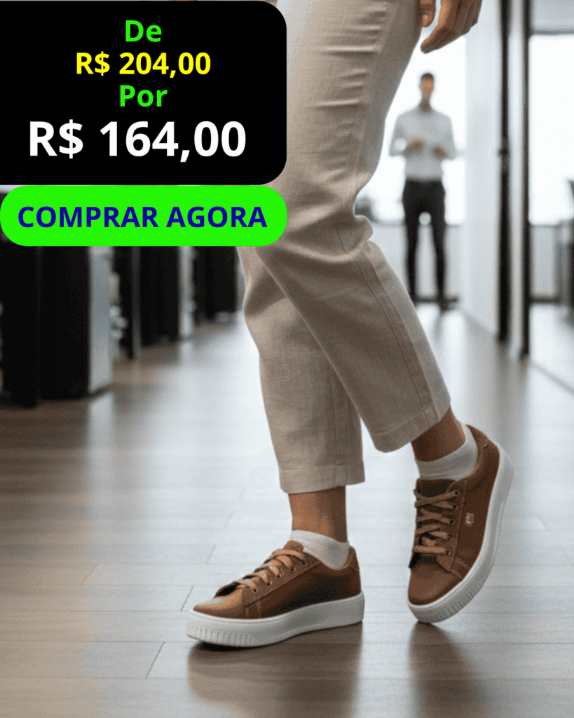 Tênis Feminino Casual Luna Platform - vista frontal, com botão verde Comprar Agora.