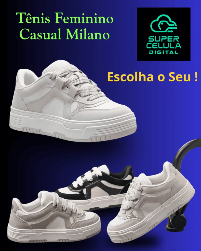Tênis Feminino Casual Milano detalhes lateral