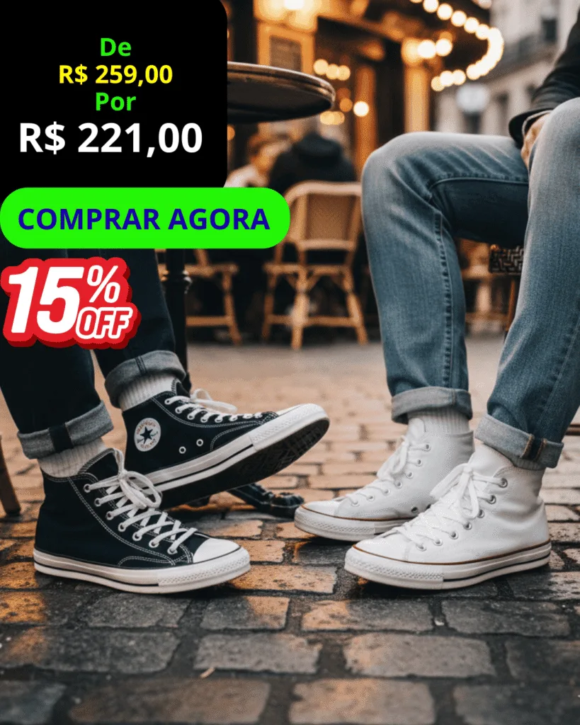 Tênis Botinha All Star Converse Mid Cano Médio masculino, vista frontal com botão verde Comprar Agora.