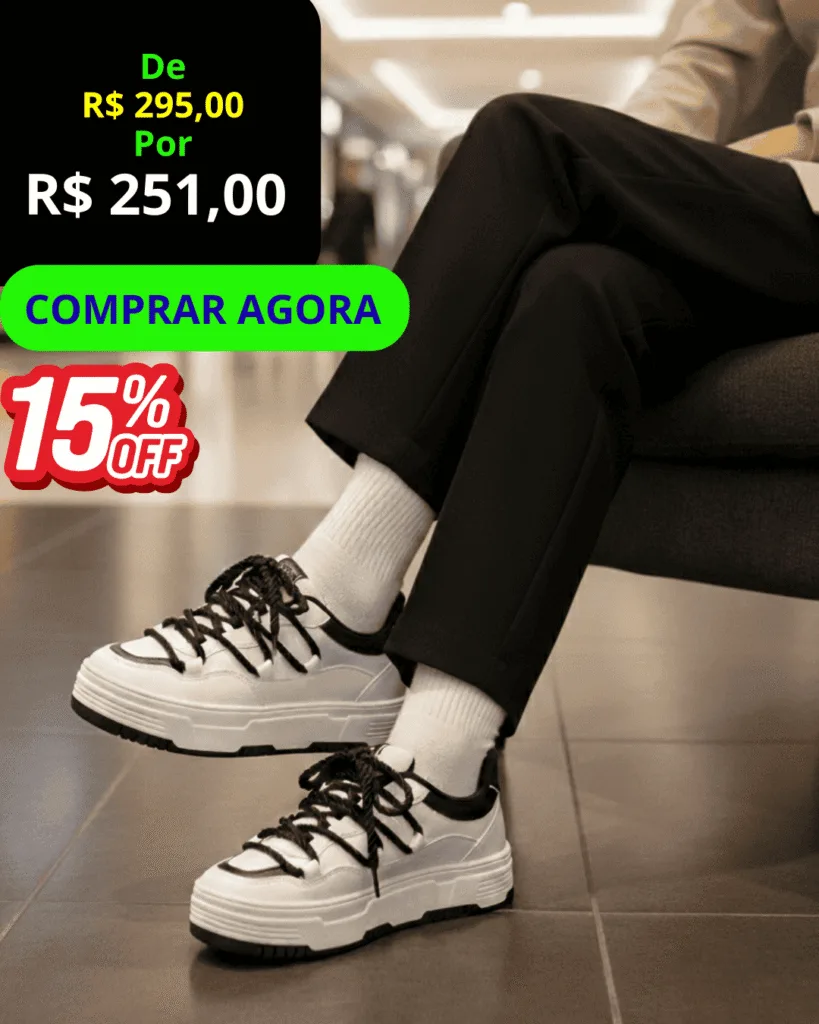 Tênis Feminino Casual Viena - Vista Frontal, com botão verde Comprar Agora.