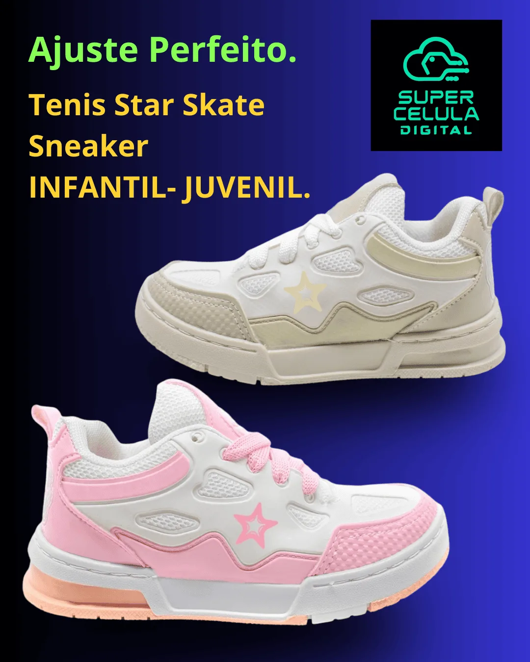 Tênis Star Skate Sneaker Infantil Juvenil - Ajuste Perfeito