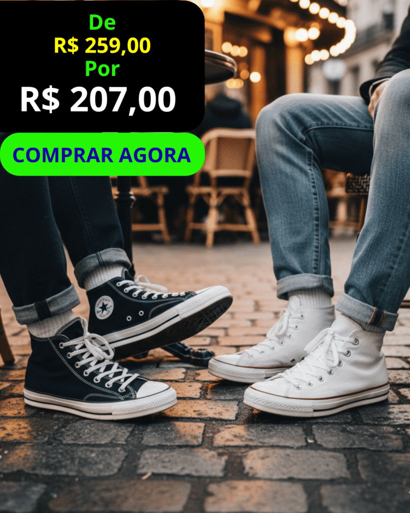 Tênis Botinha All Star Converse Mid Cano Médio masculino, vista frontal com botão verde Comprar Agora.