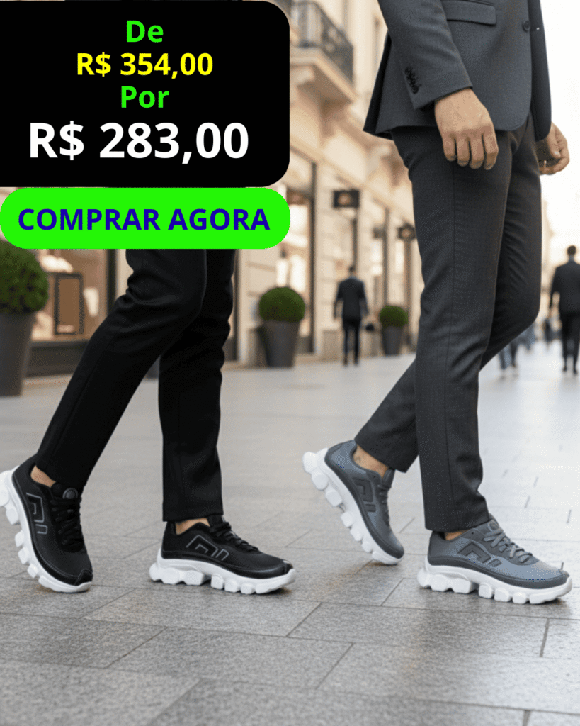 Tênis Masculino Fast Running - vista frontal, com botão verde Comprar Agora.