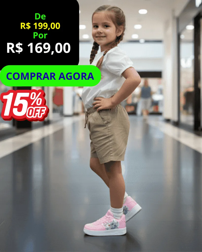 Tênis Infantil Casual Stitch Forcee - vista frontal, com botão verde Comprar Agora.