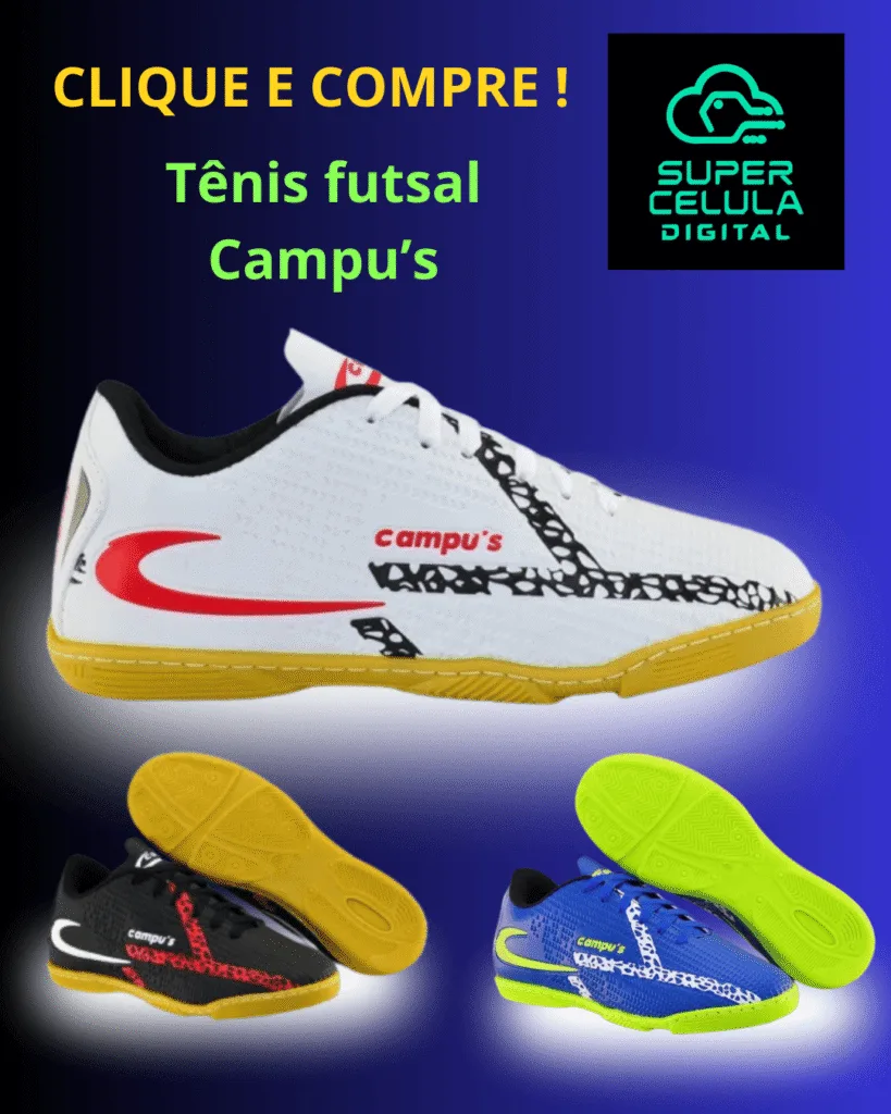 Tênis Futsal Campu's Profissional - Detalhes na Loja