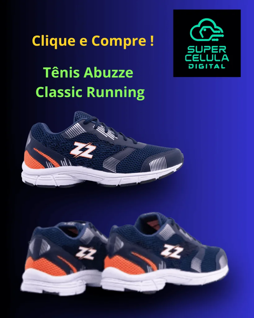 Tênis Abuzze Classic Running Azul e Laranja