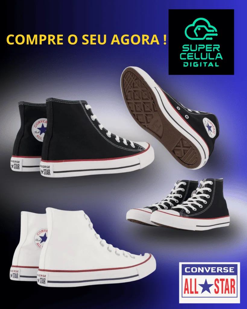 Tênis Converse All Star Cano Alto Preto e Branco - Compre Agora