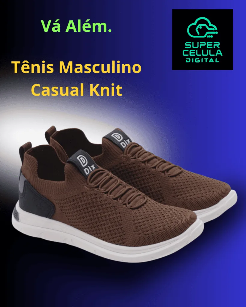 Tênis Masculino Casual Knit Marrom - Vá Além