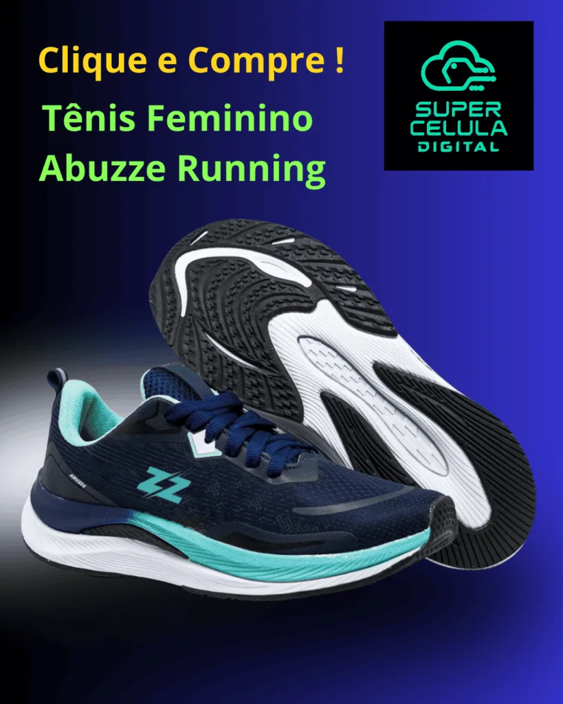 Tênis Feminino Abuzze Running Azul e Verde - Clique e Compre