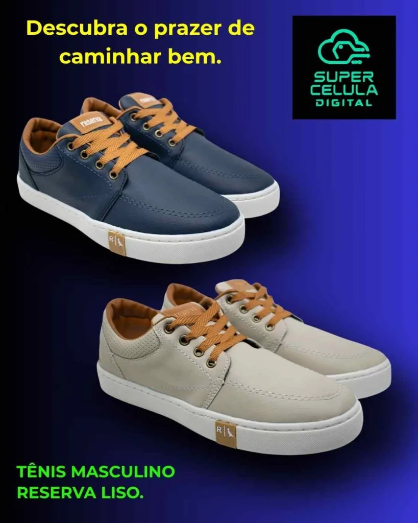 Tênis Masculino Reserva Liso – Conforto e Estilo Casual para 2026.
