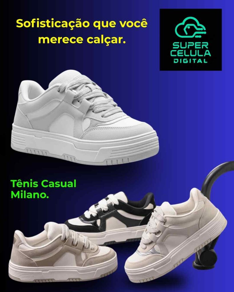 VITRINE 9 Tênis Feminino Casual Milano – 100% Original.