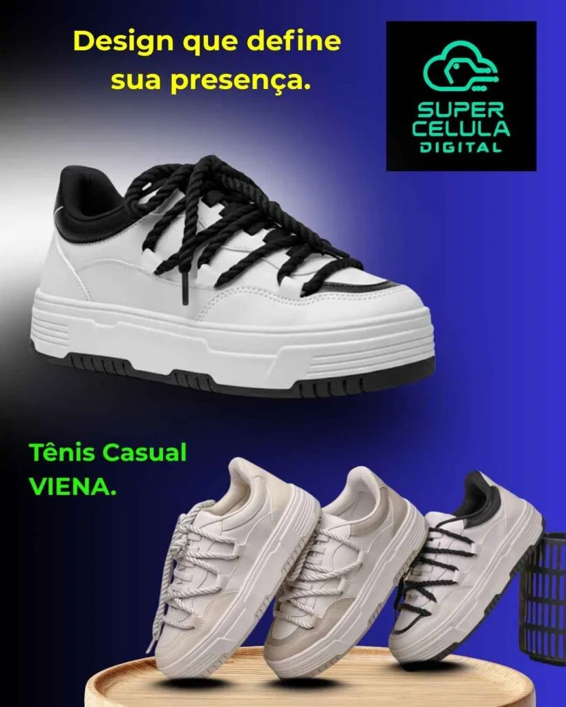 Tênis Feminino Casual VIENA – 100% Original – SUPER CÉLULA DIGITAL.