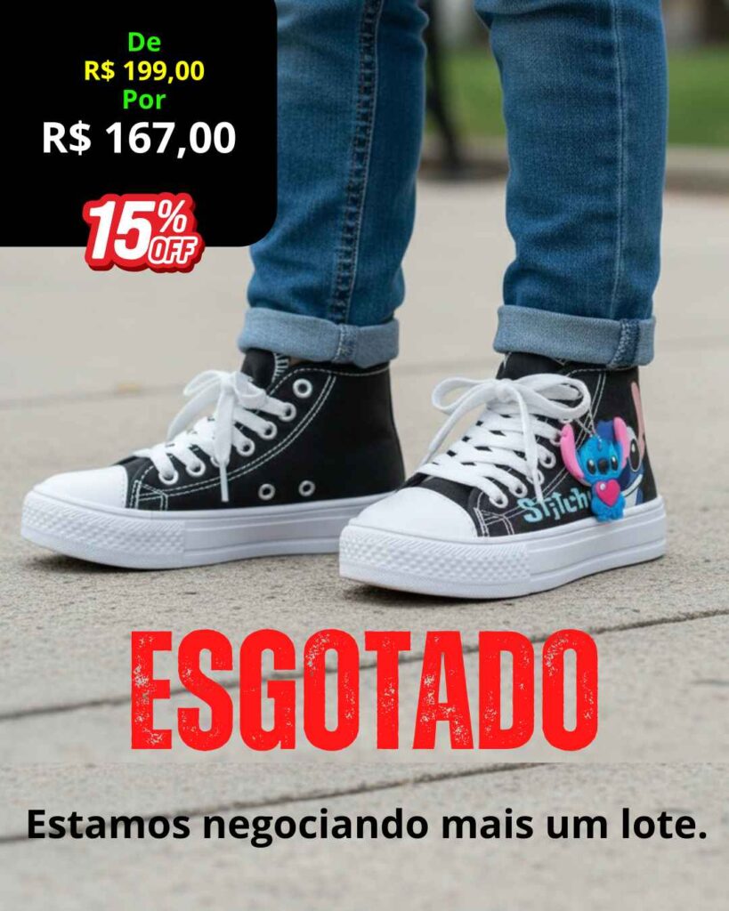 VITRINE 19 Tênis infantil cano alto personagens