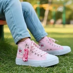 Tênis Infantil Personagens Cano Alto rosa estilo cano alto